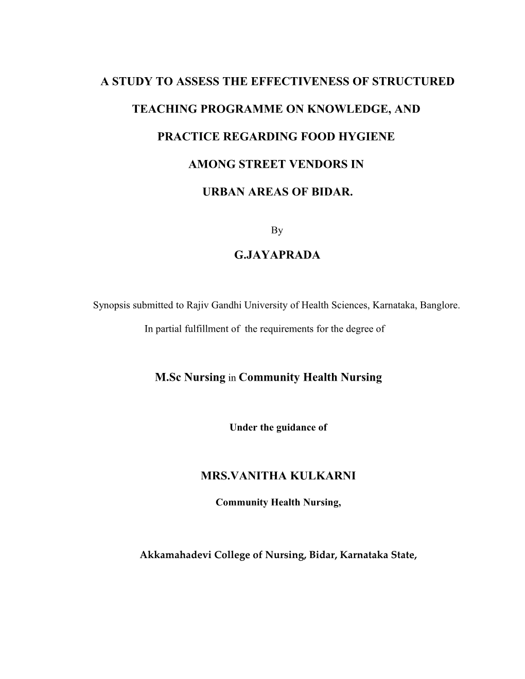 A Study to Assess the Effectiveness of Structured Teaching Programme on Knowledge, And s2