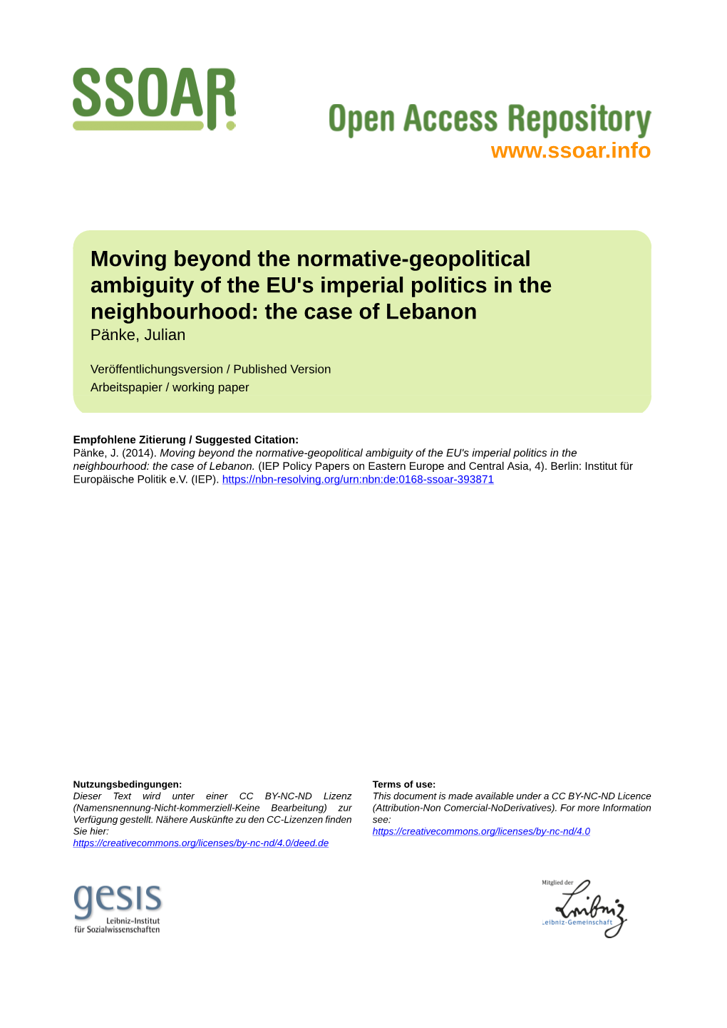 The European Union's Involvement in Protracted Conflicts in the Post