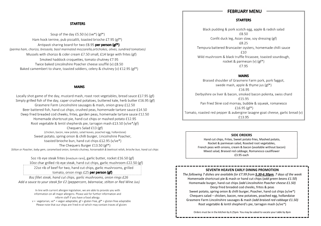 February Menu