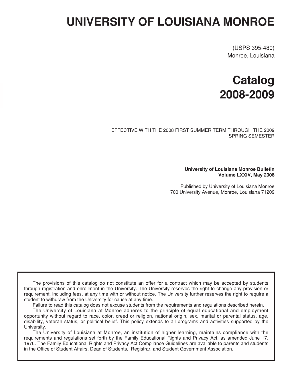 2008-2009 Univ. Catalog/REVISE