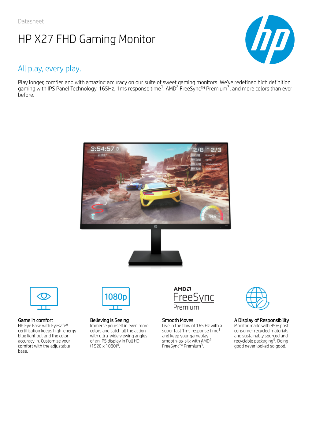 HP X27 FHD Gaming Monitor