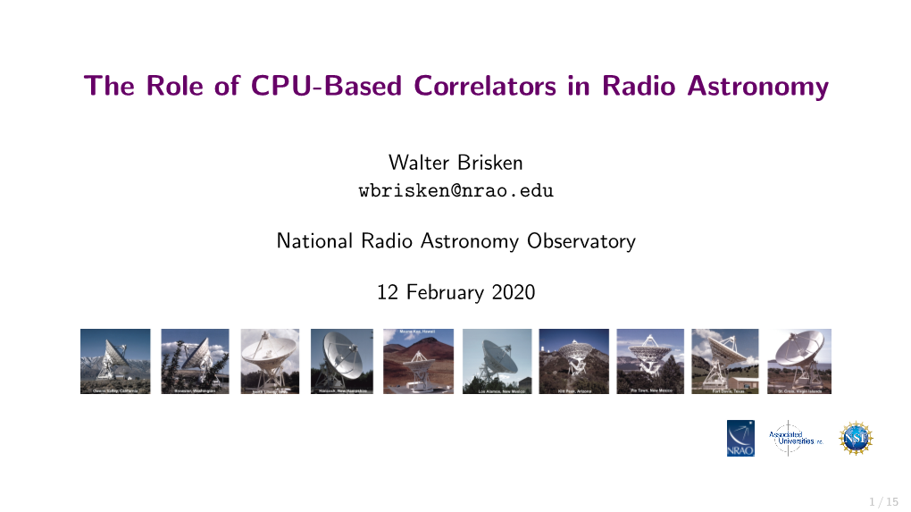 The Role of CPU-Based Correlators in Radio Astronomy