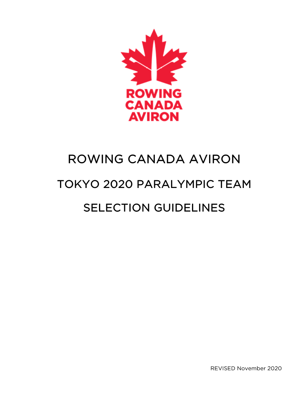 2020 Paralympic Team Selection Guidelines