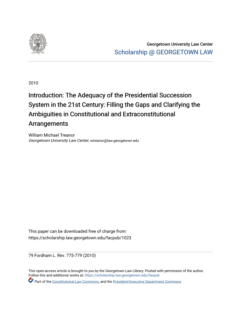 Introduction: the Adequacy of the Presidential Succession System In