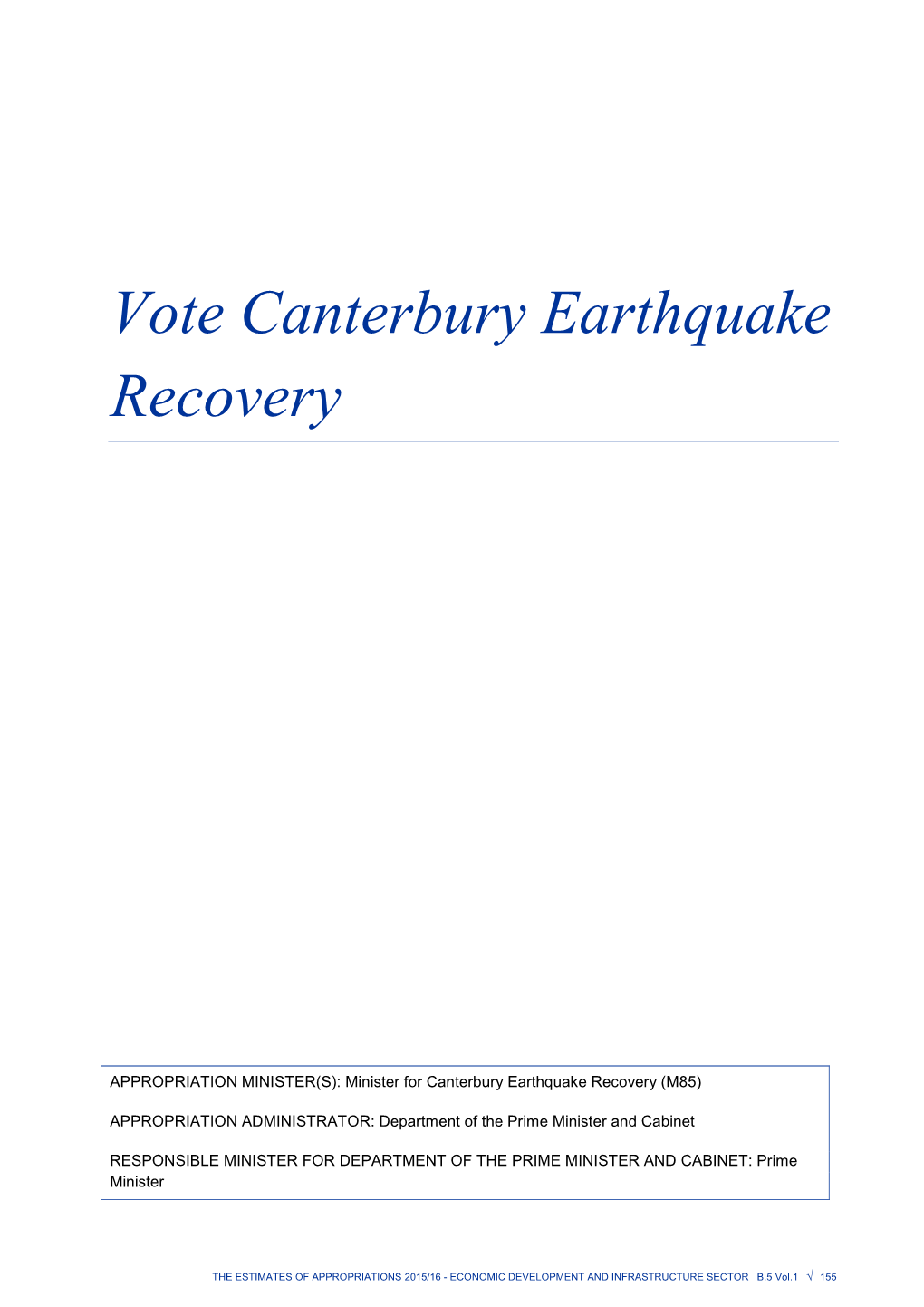 Vote Canterbury Earthquake Recovery