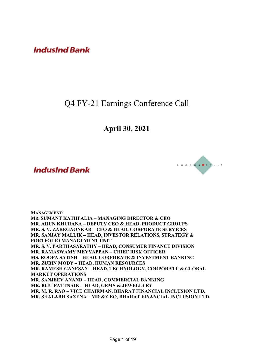 Analyst Call Transcript Q4 FY21