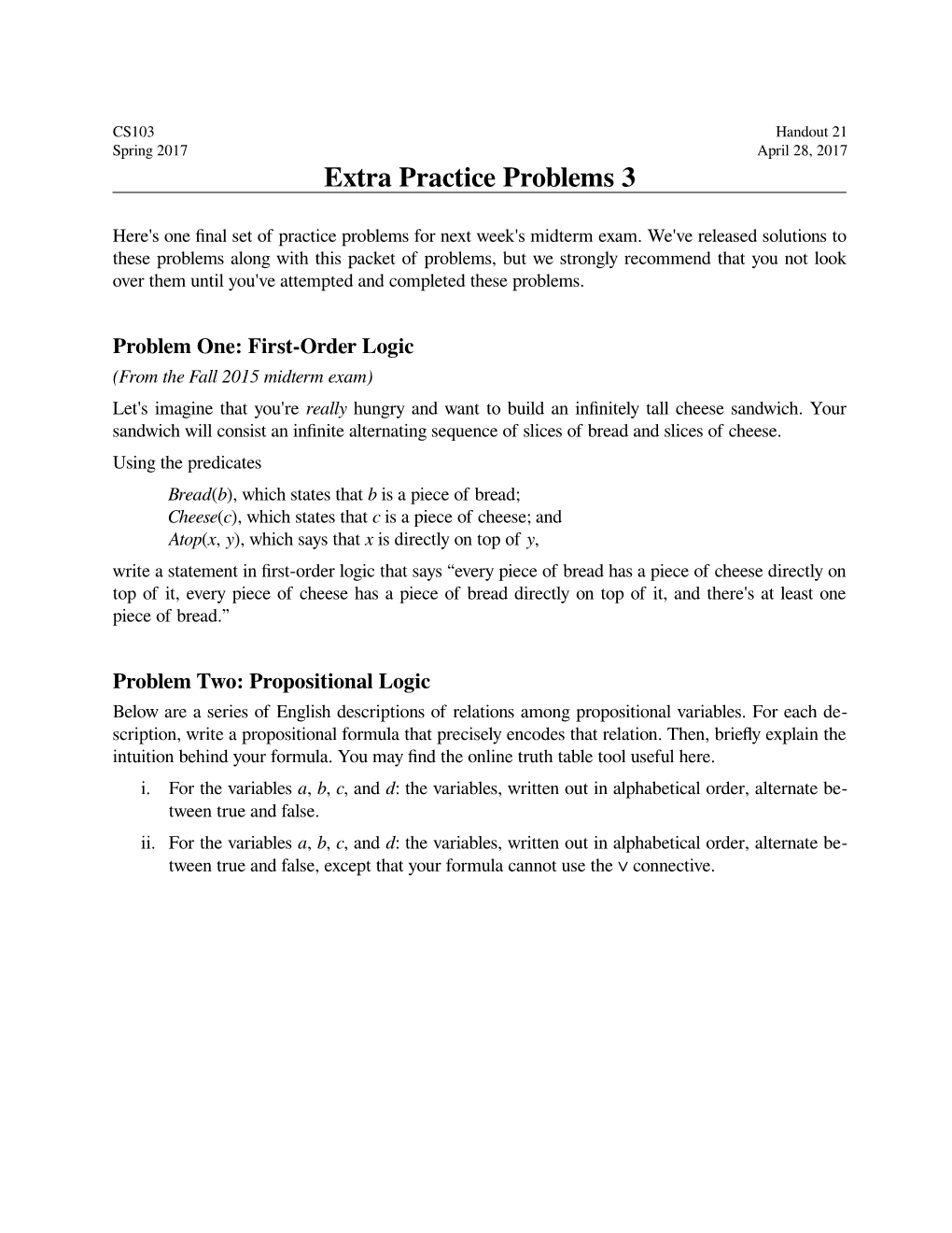 Extra Practice Problems 3