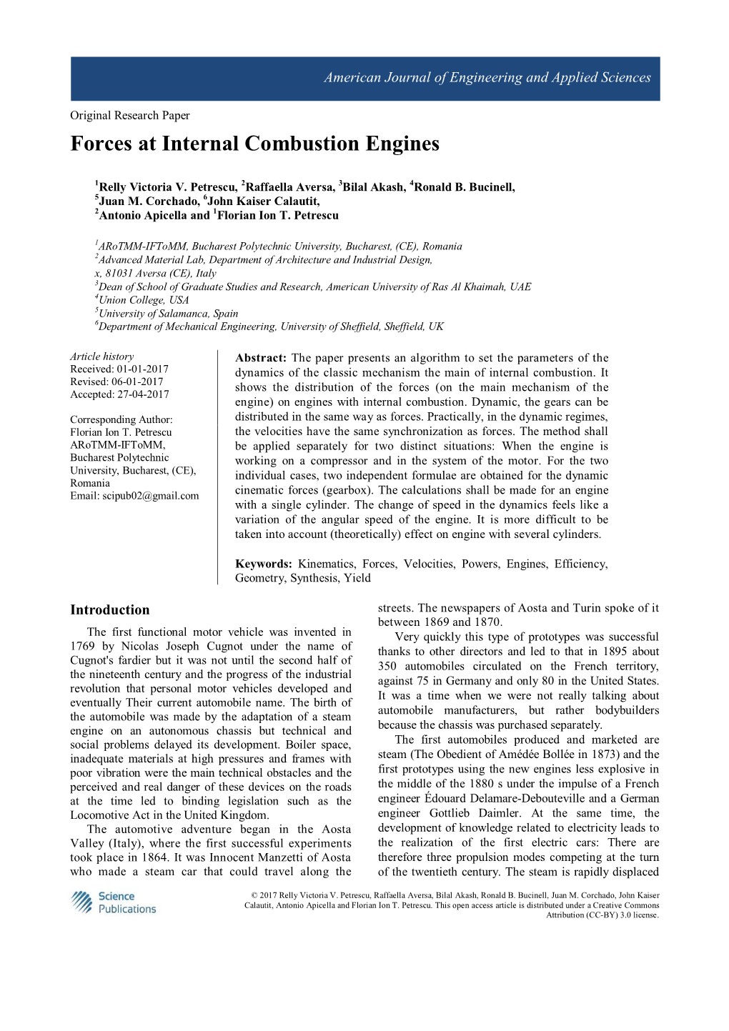 Forces at Internal Combustion Engines