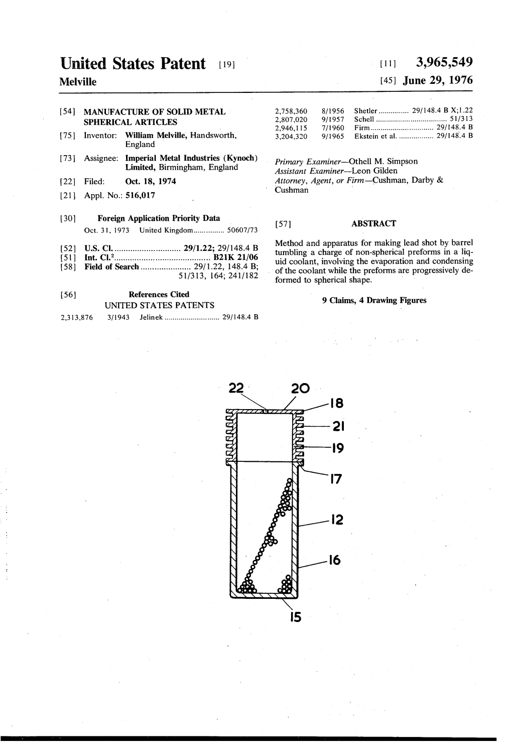 United States Patent 19 11 3,965,549 Melville (45) June 29, 1976