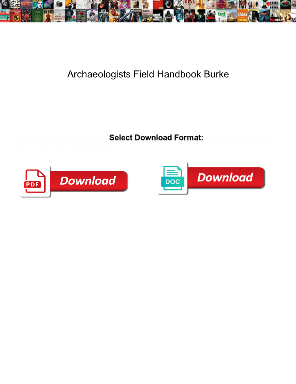 Archaeologists Field Handbook Burke