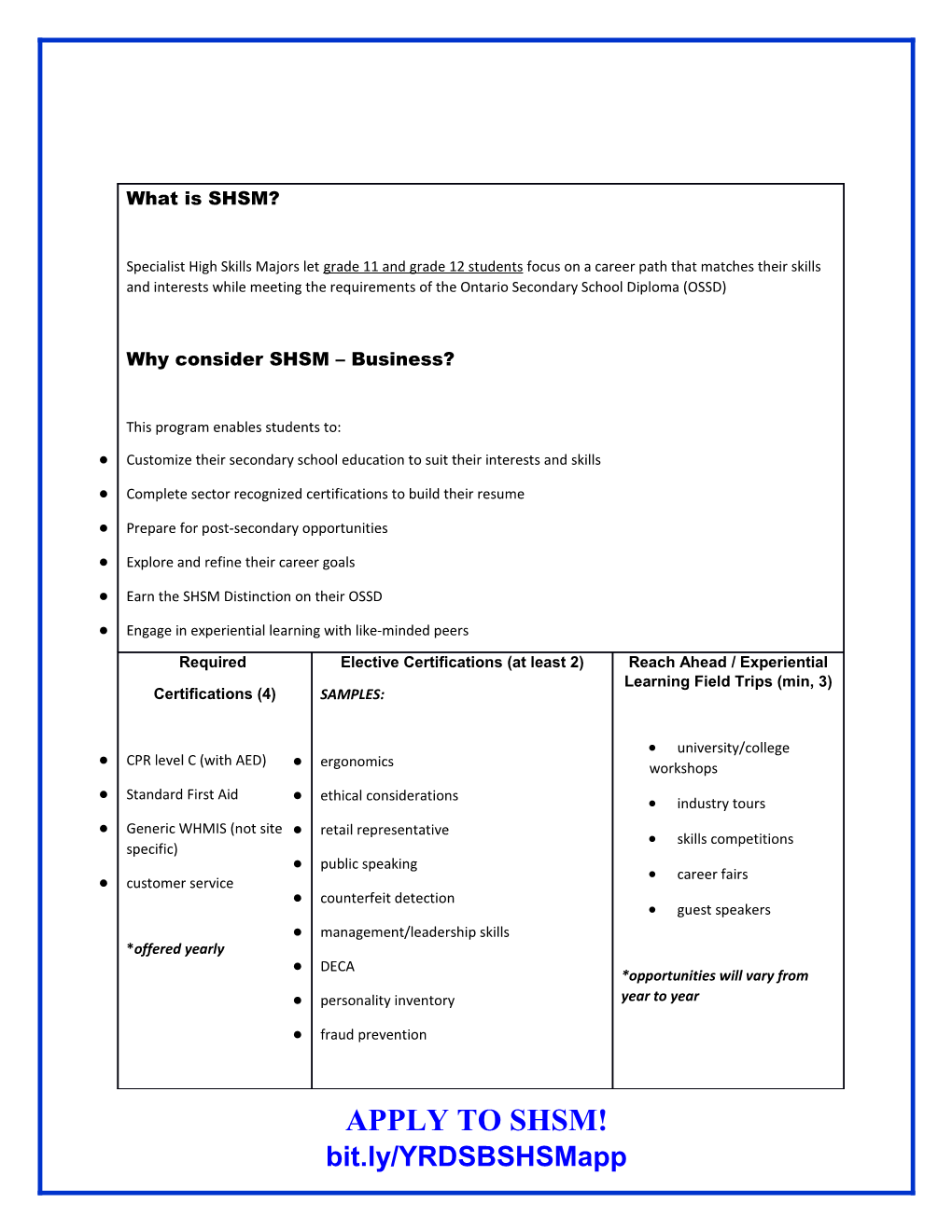 What Is SHSM? Specialist High Skills Majors Let Grade 11 and Grade 12 Students Focus On