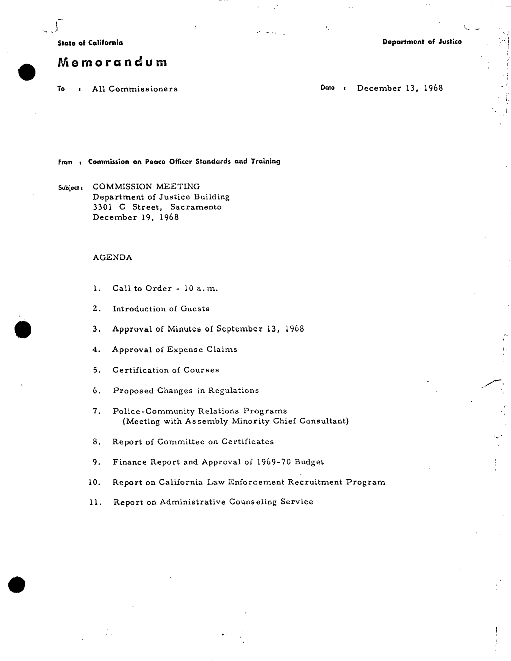 Commission Meeting Minutes 1968-12-19