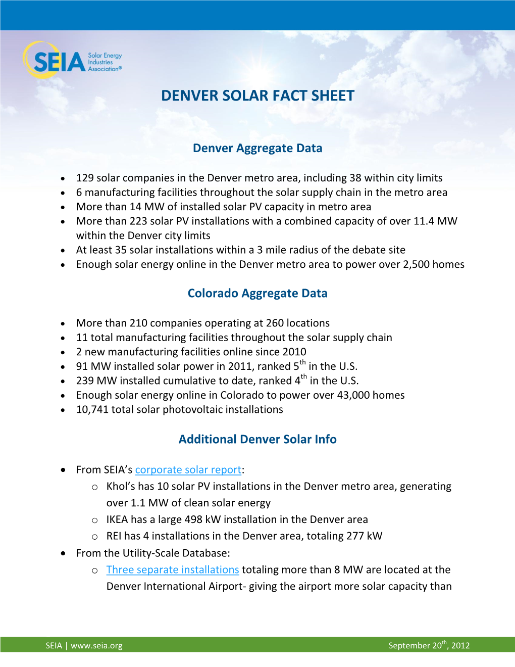 Denver Solar Fact Sheet