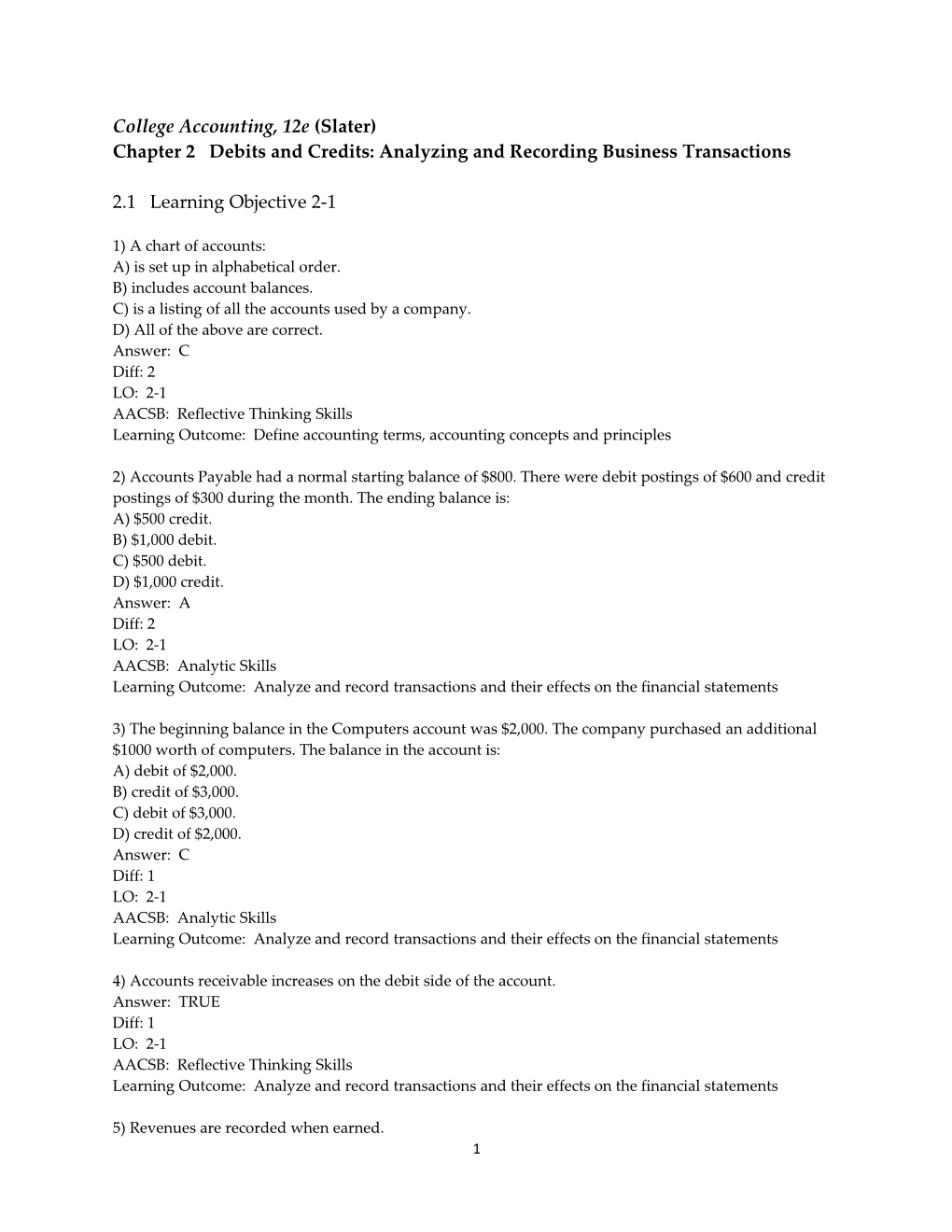 Chapter 2 Debits and Credits: Analyzing and Recording Business Transactions