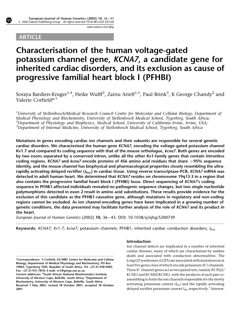 Characterisation of the Human Voltage-Gated Potassium Channel Gene