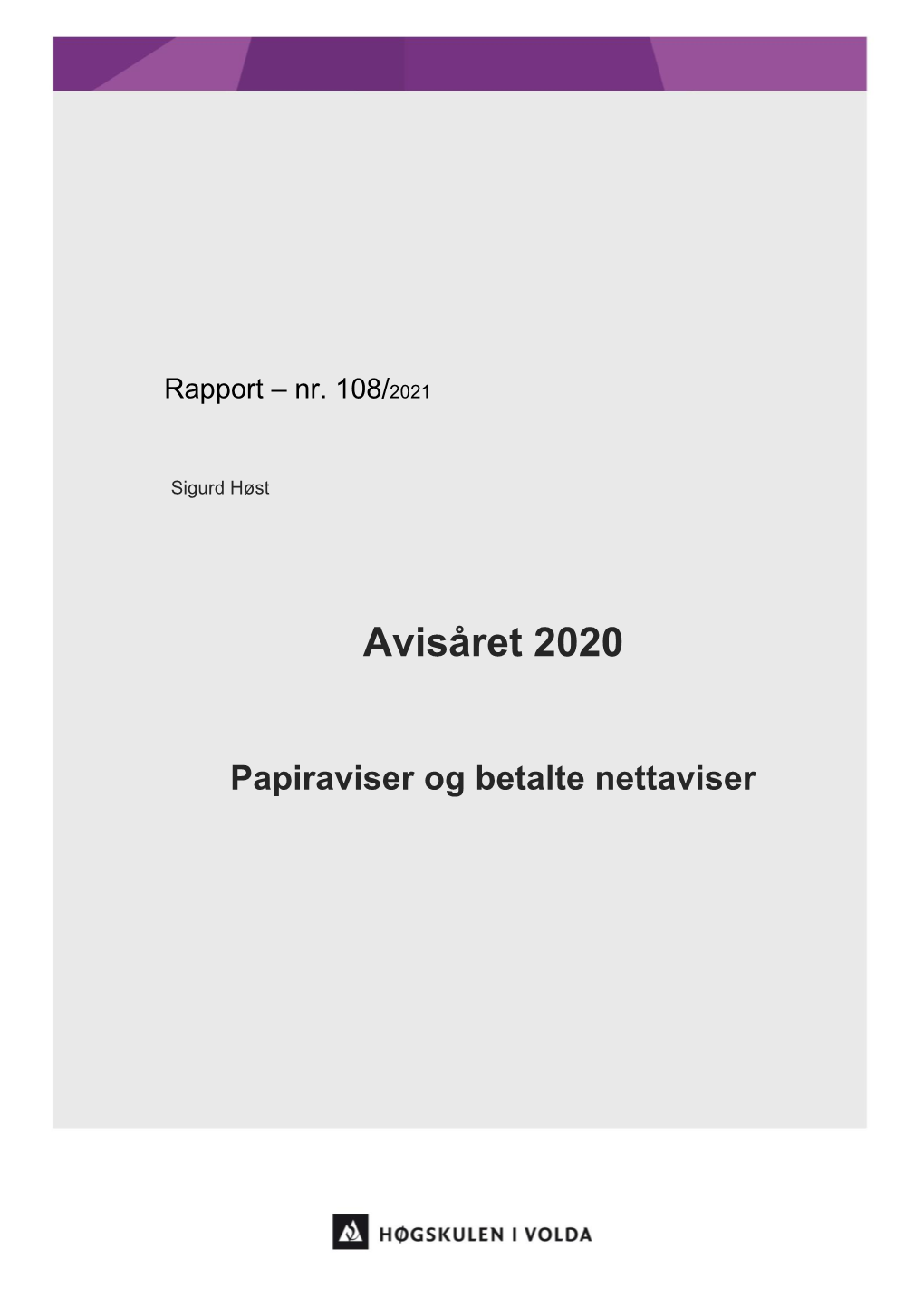 Rapport Nr 108 Avisåret 2020.Pdf