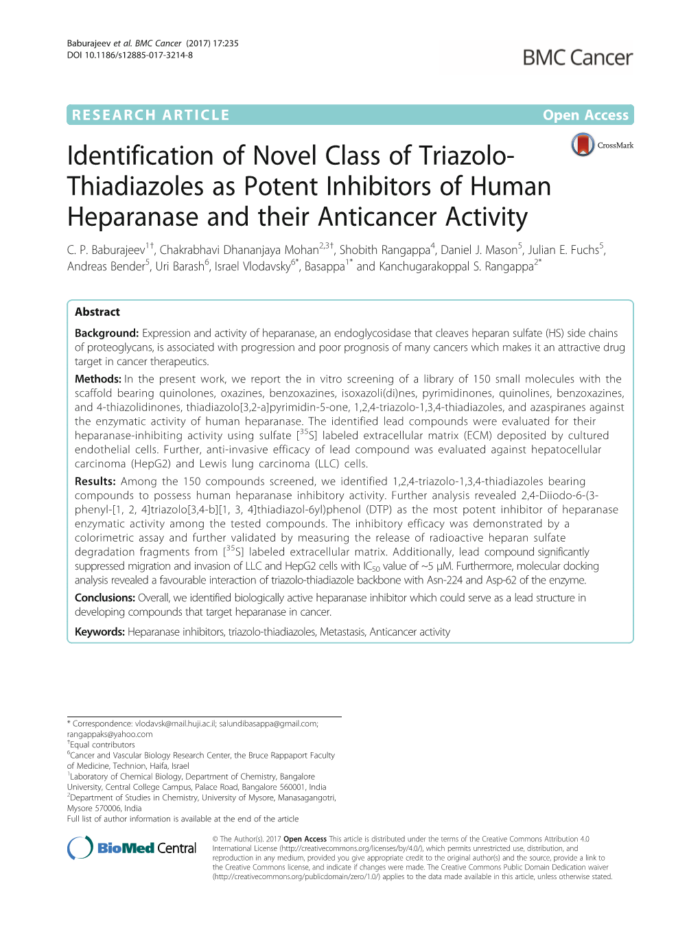 Thiadiazoles As Potent Inhibitors of Human Heparanase and Their Anticancer Activity C