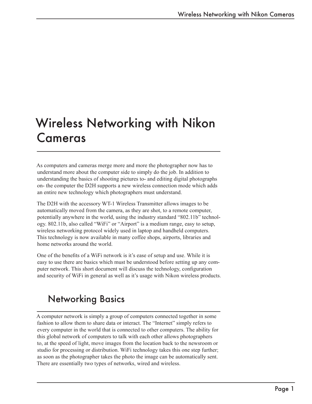 Wireless Networking with Nikon Cameras