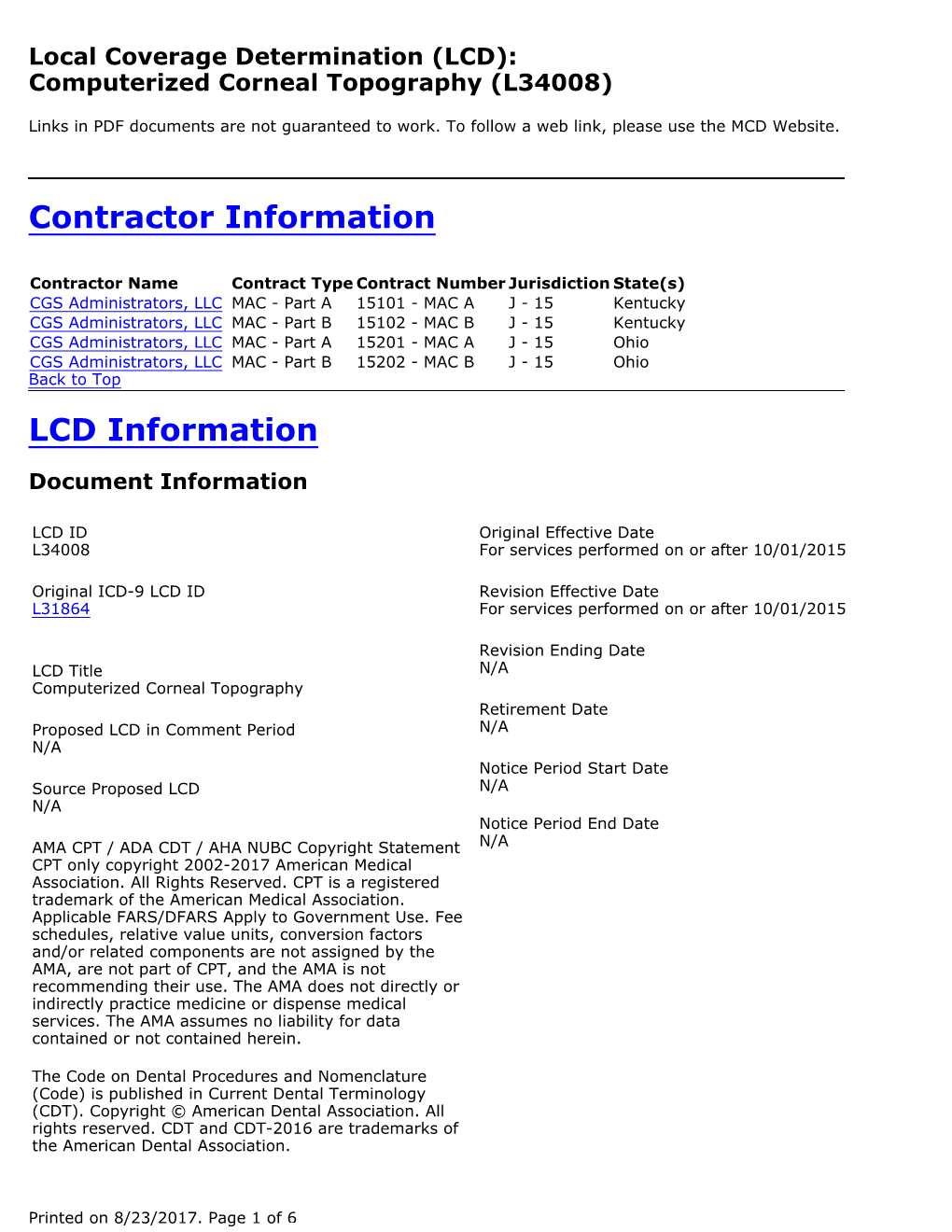 Computerized Corneal Topography (L34008)