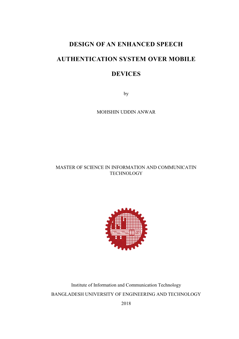 Design of an Enhanced Speech Authentication System Over Mobile Devices