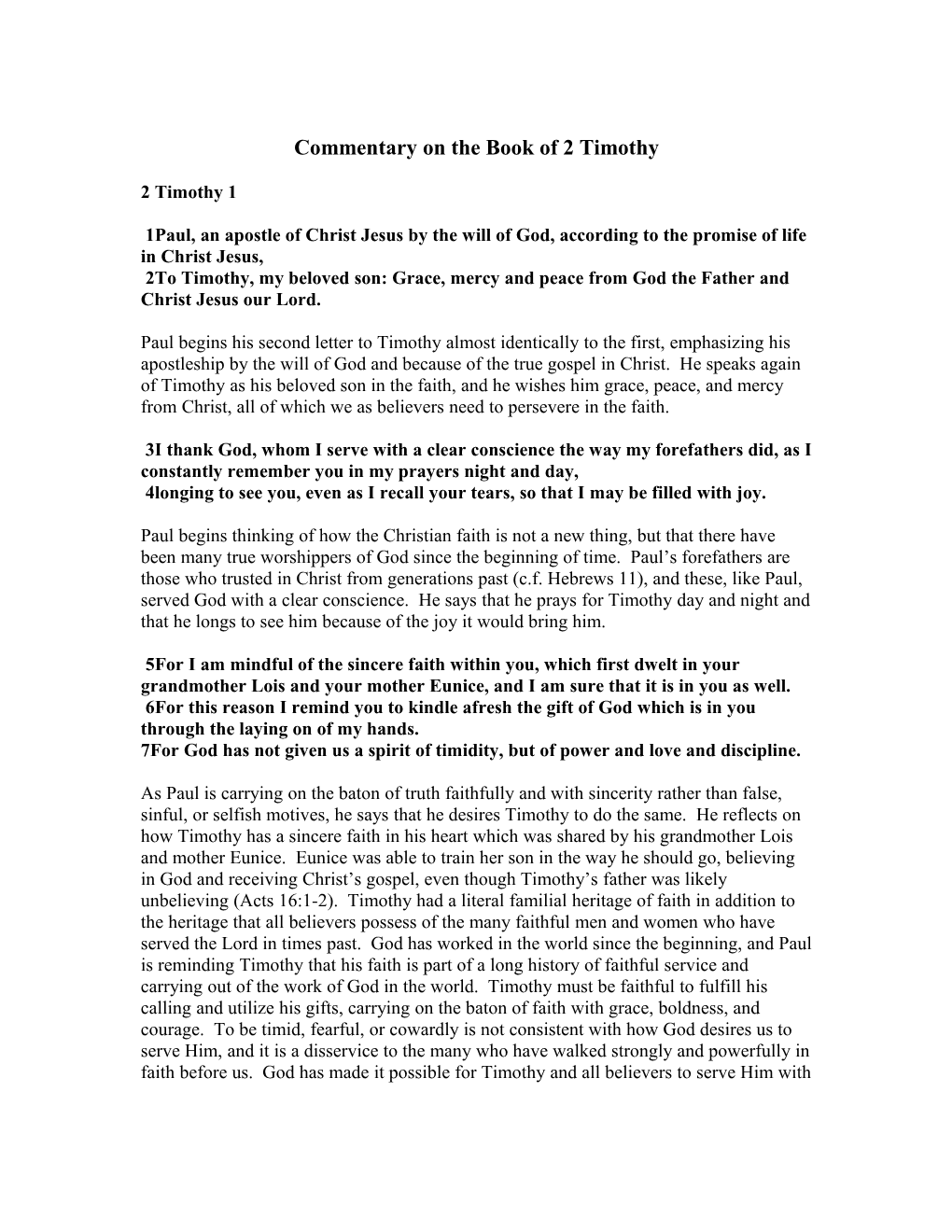 Commentary On The Book Of 2 Timothy