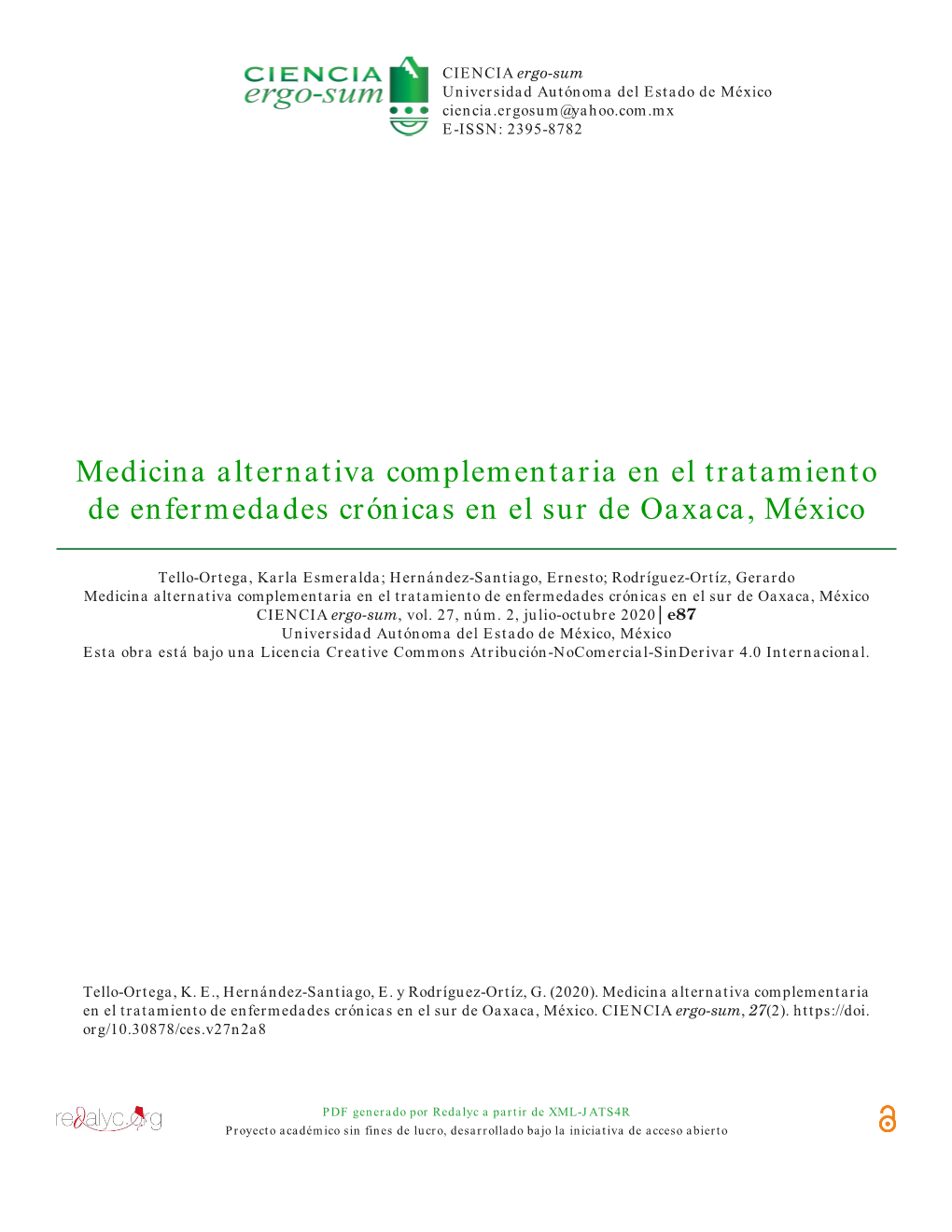 Medicina Alternativa Complementaria En El Tratamiento De Enfermedades Crónicas En El Sur De Oaxaca, México