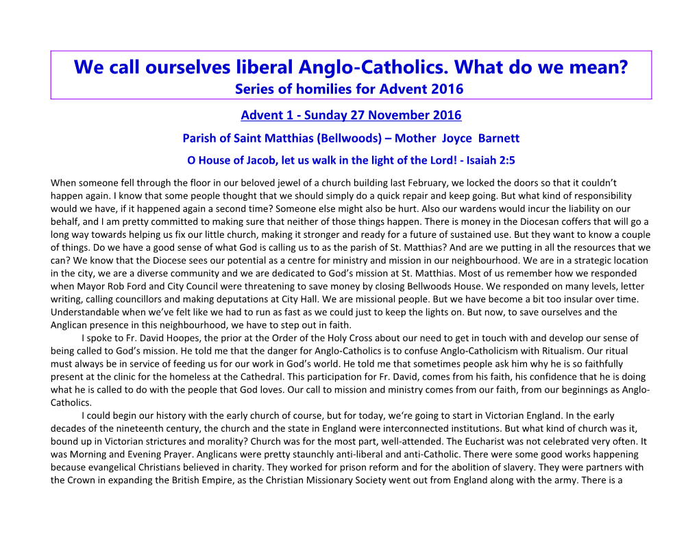 We Call Ourselves Liberal Anglo-Catholics. What Do We Mean?