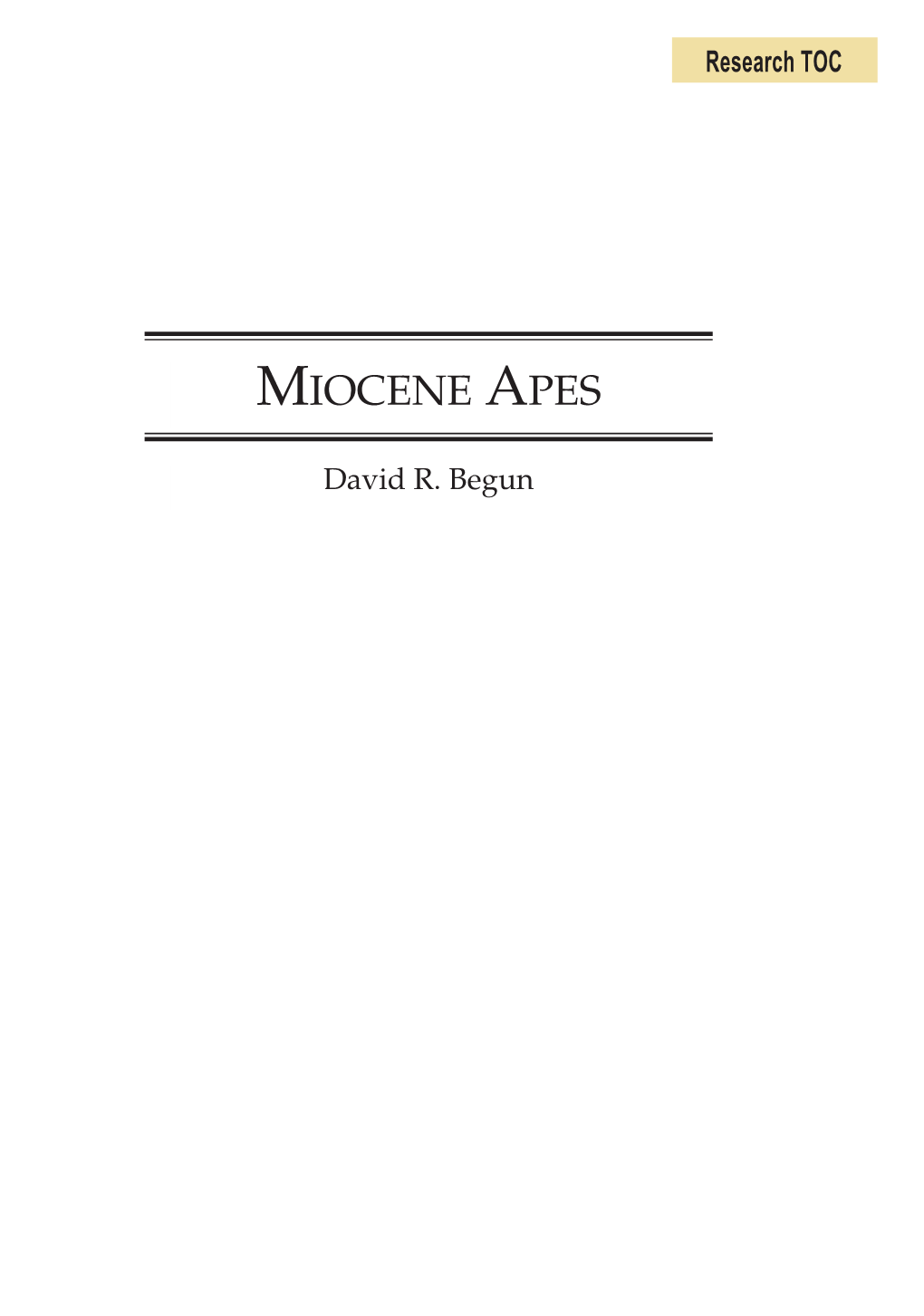 Miocene Apes