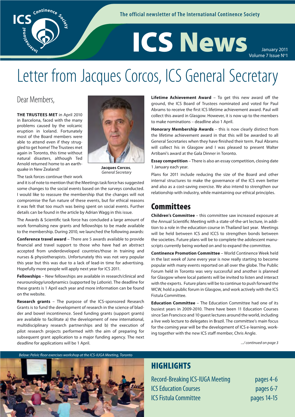 Letter from Jacques Corcos, ICS General Secretary