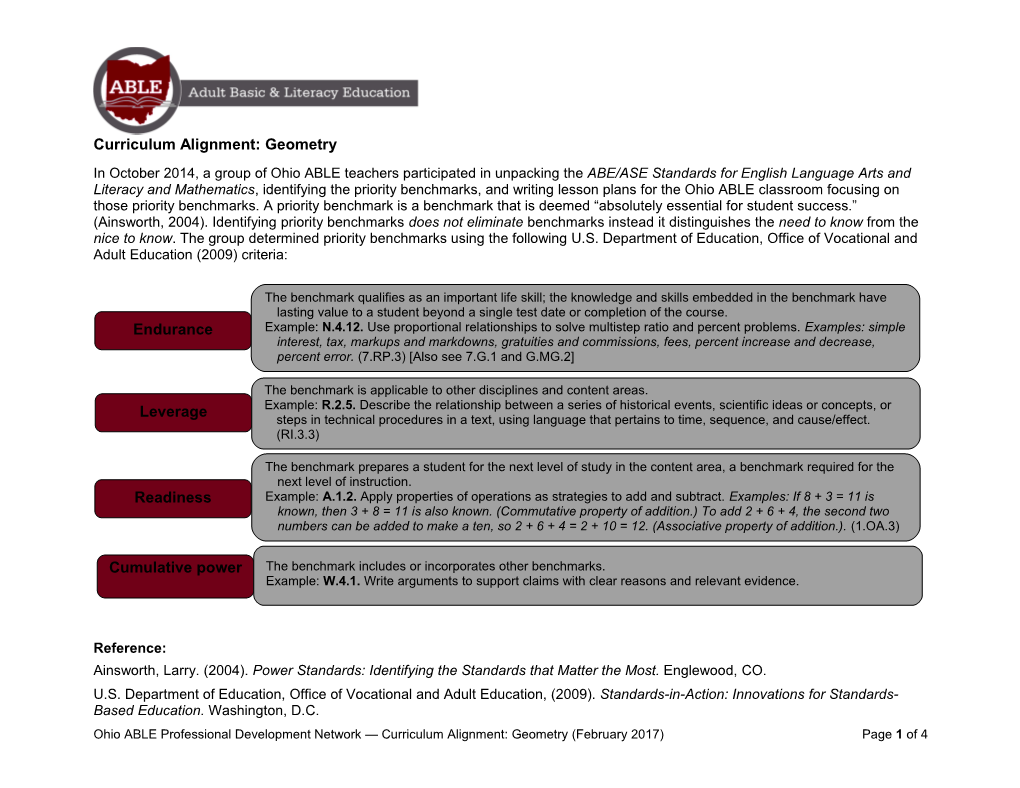 Curriculum Alignment: Geometry