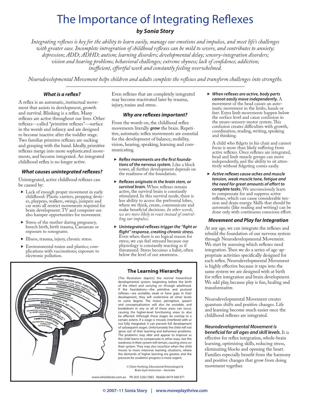 The Importance of Integrating Reflexes by Sonia Story