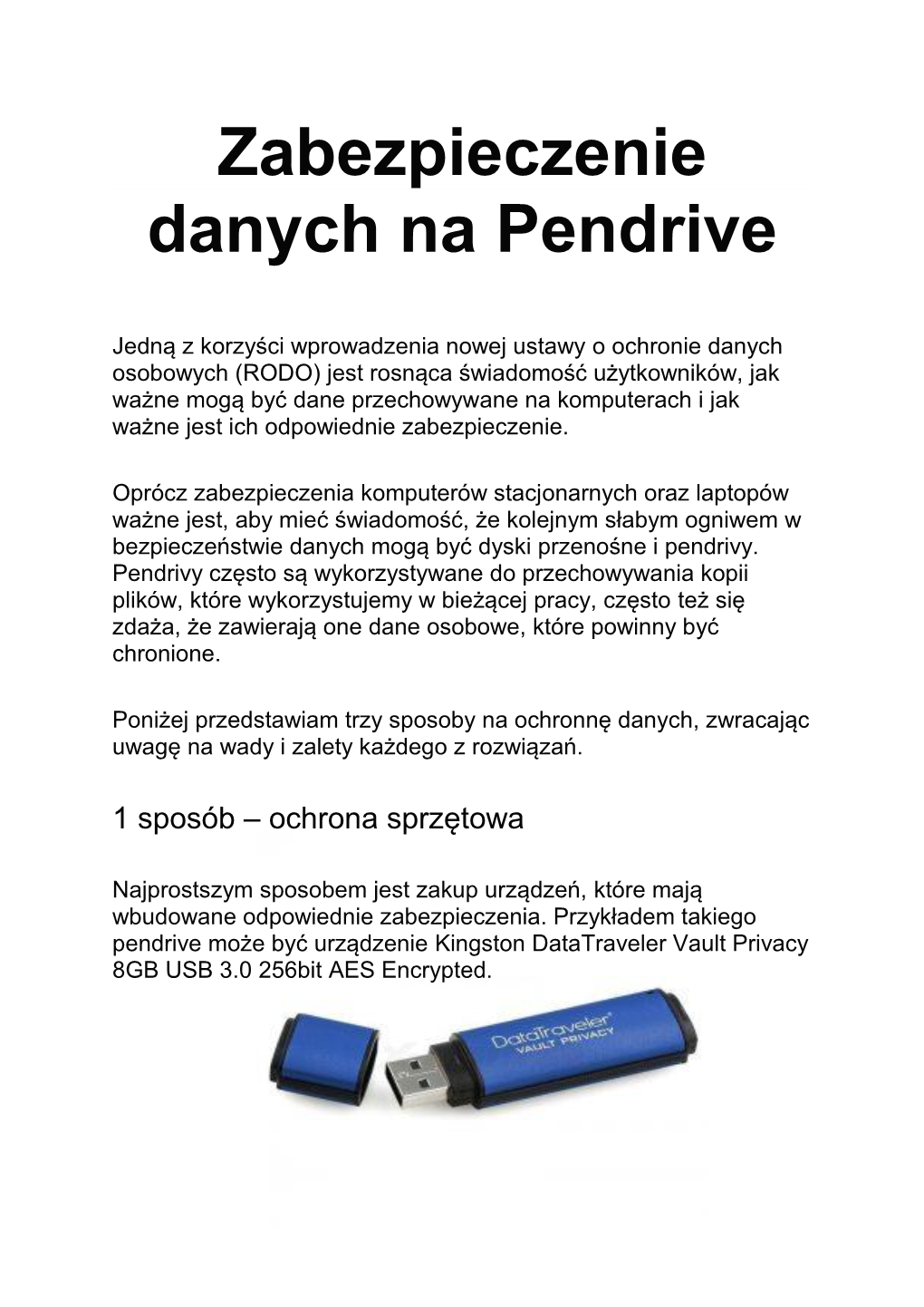 Zabezpieczenie Danych Na Pendrive