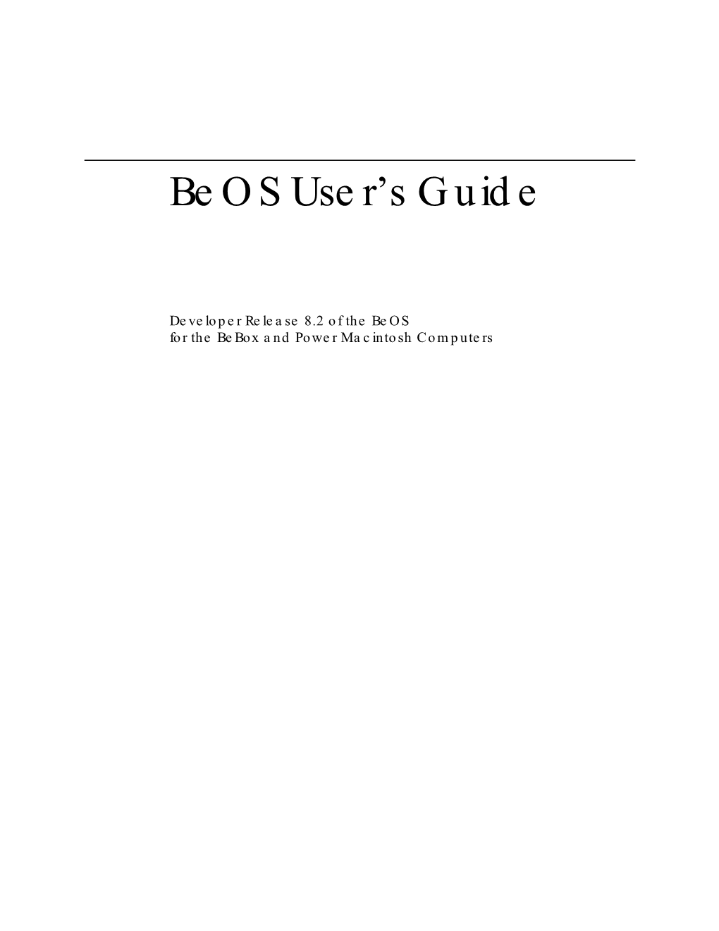 Beos User's Guide