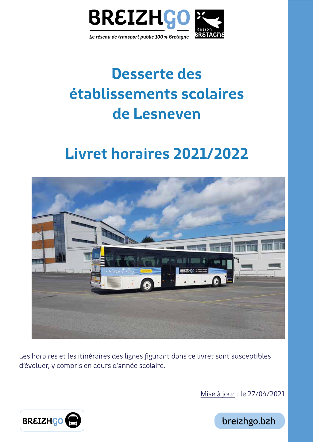 Desserte Des Établissements Scolaires De Lesneven Livret Horaires 2021