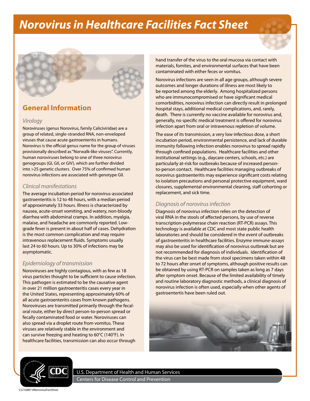 Norovirus in Healthcare Facilities Fact Sheet