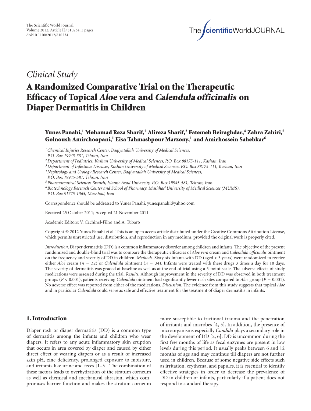 Efficacy of Topical Aloe Vera and Calendula Officinalis On