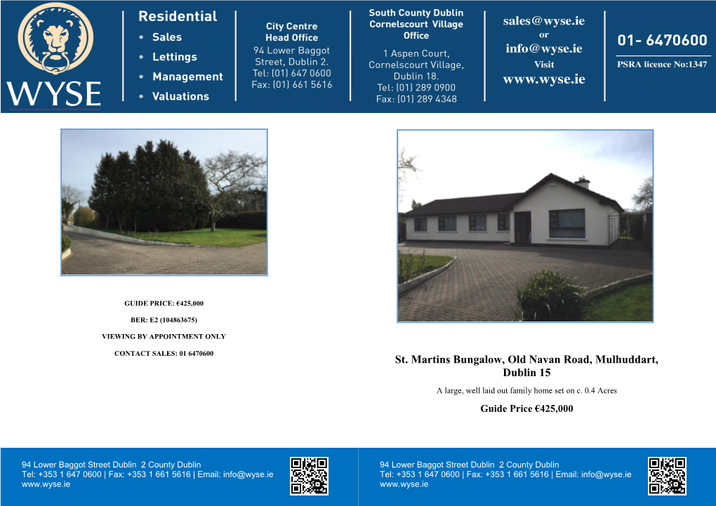 St. Martins Bungalow, Old Navan Road, Mulhuddart, Dublin 15