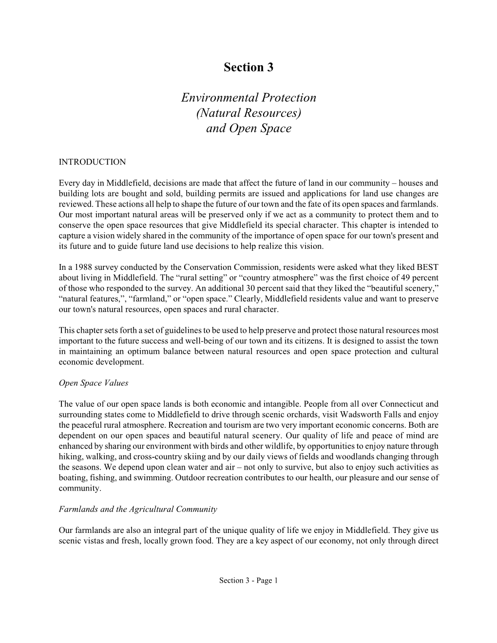 Section 3 Environmental Protection (Natural Resources) and Open Space