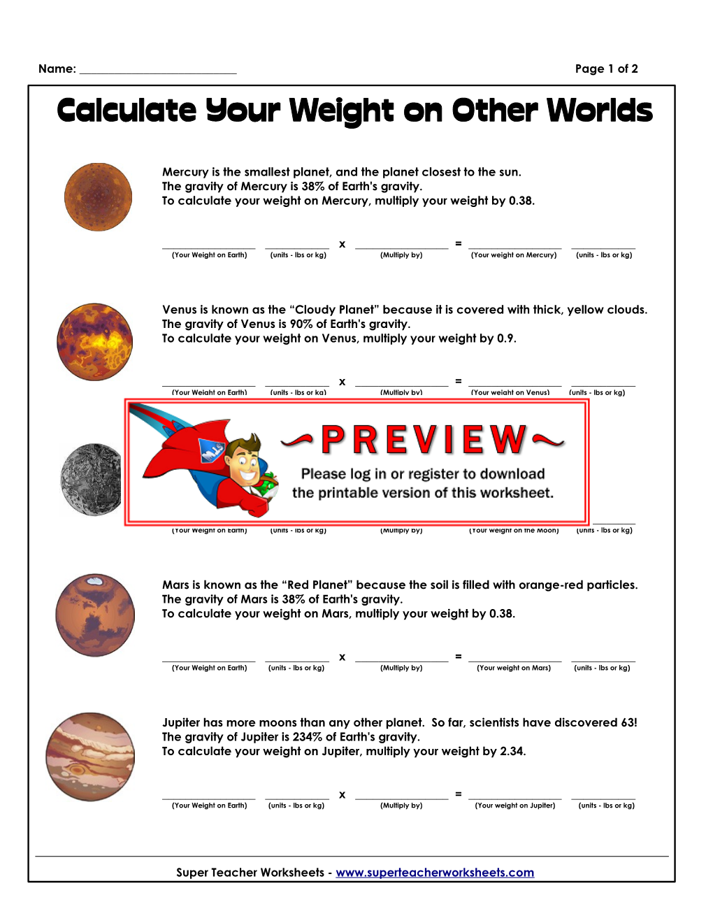 Calculate Your Weight on Other Planets