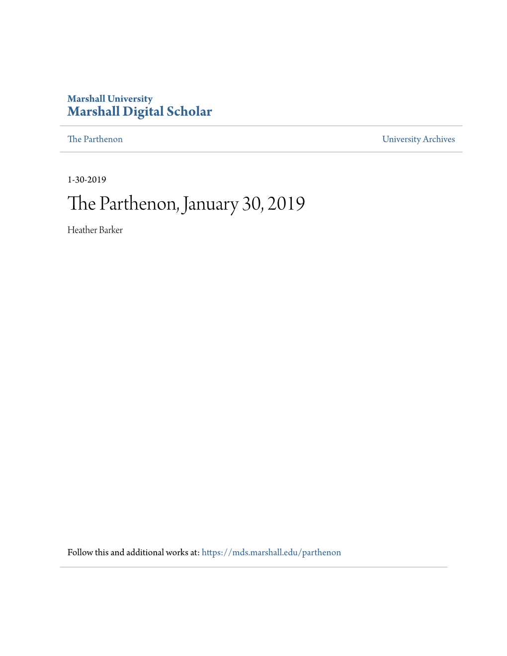 The Parthenon, January 30, 2019