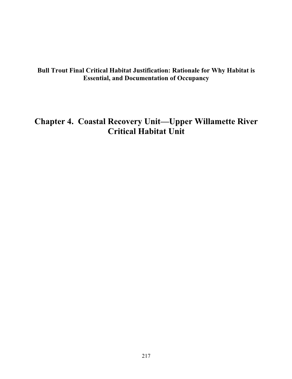 Chapter 4. Coastal Recovery Unit—Upper Willamette River Critical Habitat Unit
