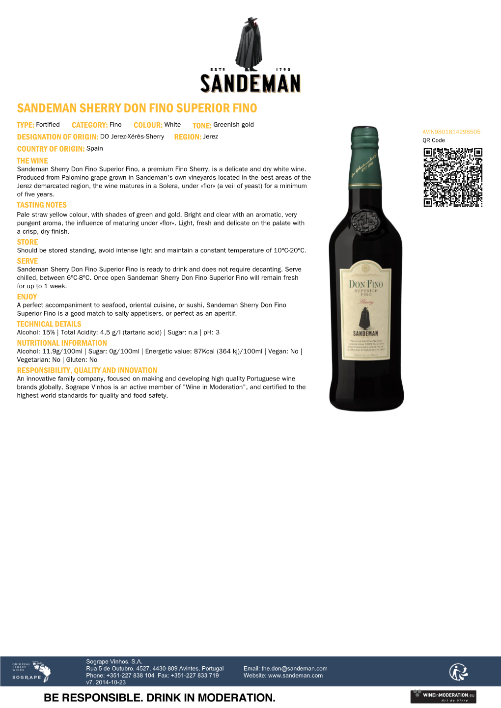 Sandeman Sherry Don Fino Superior Fino