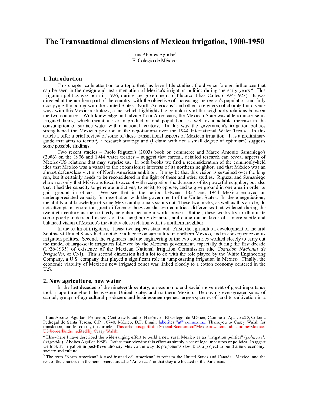 Foreigners in Mexican Irrigation, 1900-1950