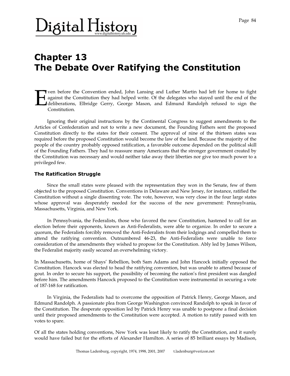 Chapter 13 the Debate Over Ratifying the Constitution