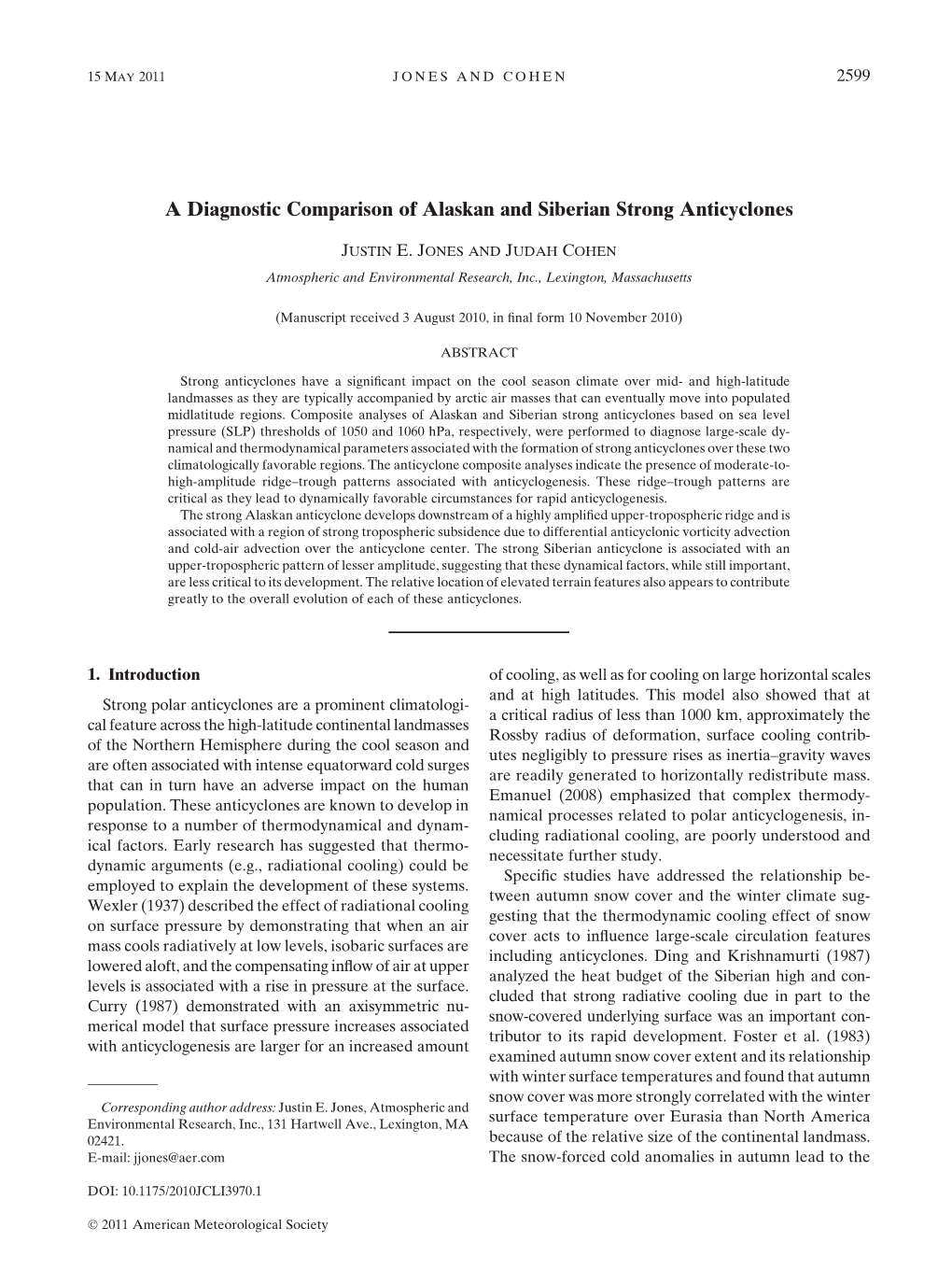 Jones and Cohen, 2011, a Diagnostic Comparison of Alaskan And