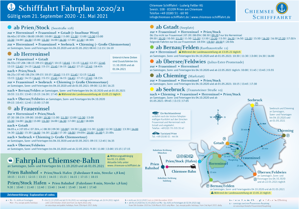 Schifffahrt Fahrplan 2020/21 Seestr