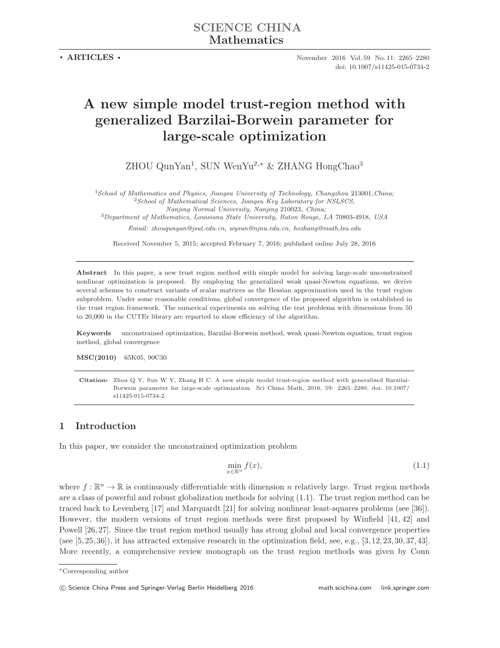A New Simple Model Trust-Region Method with Generalized Barzilai-Borwein Parameter for Large-Scale Optimization