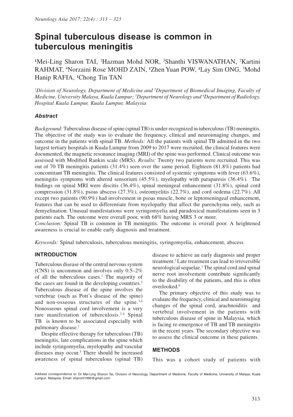 Spinal Tuberculous Disease Is Common in Tuberculous Meningitis