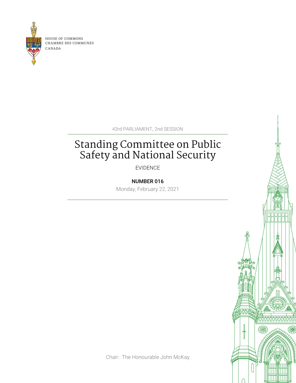 Evidence of the Standing Committee on Public Safety and National