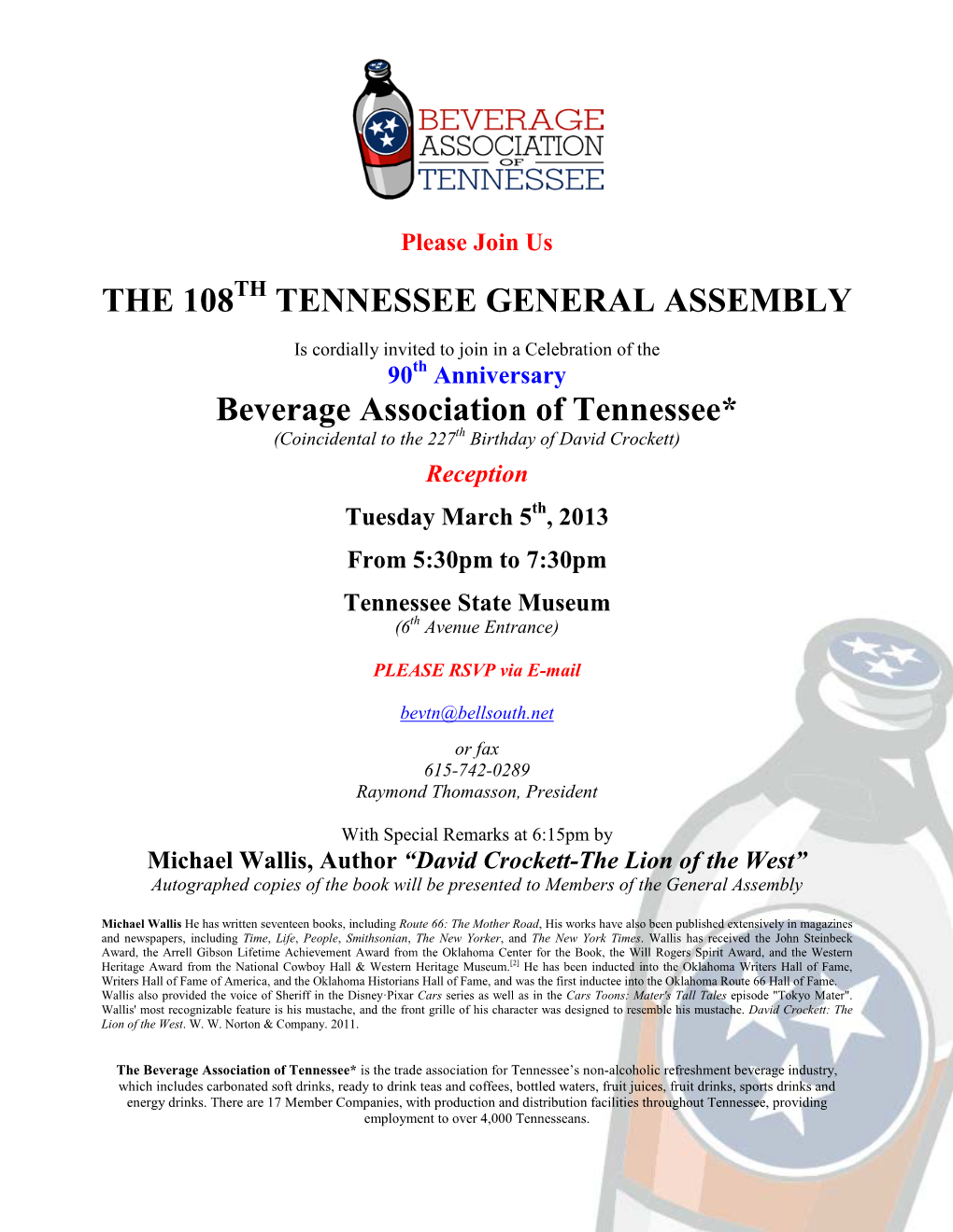 THE 108 TENNESSEE GENERAL ASSEMBLY Beverage